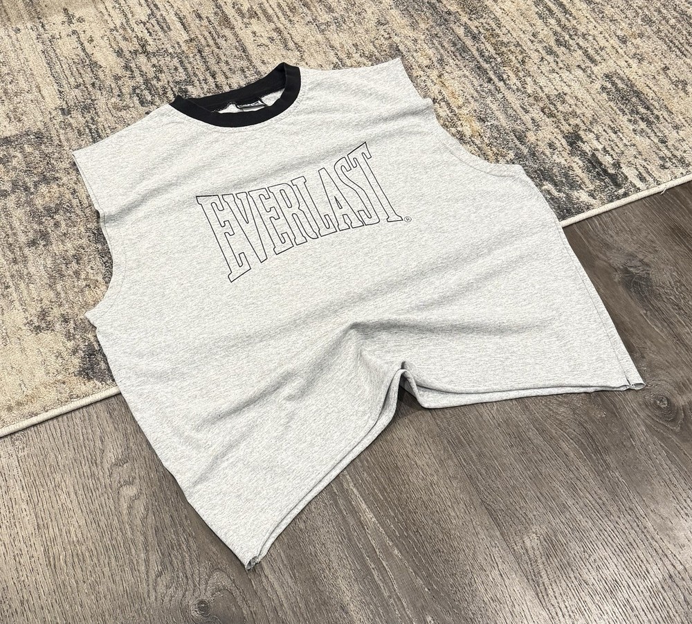 VINTAGE 90s EVERLAST Muscle Sleeveless Shirt—Thin BOXY Gray Men’s Size Large