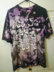 Vintage 90s Stedman Spooky Eyes Men’s XL Purple Black Bleach Tie Dye T-Shirt