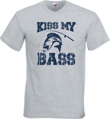 Fishing Kiss My Bass Humour Novelty T Shirt Various Colours And Sizes
