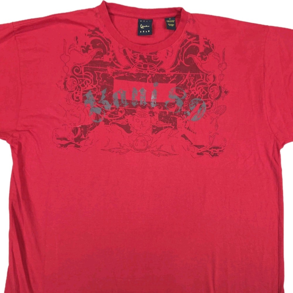 Karl Kani Gold Shirt Mens 2XL Red Wings Textured Graphic Grunge Y2K Skater