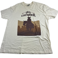 Vtg Glen Campbell Goodbye Tour T Shirt Mens 2XL (48″) Cream Country Music Tee