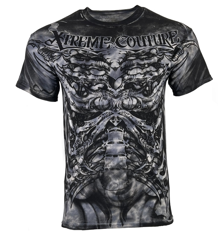 Xtreme Couture By Affliction Men’s T-Shirt BIOMECHANICAL Grey Biker S-5XL