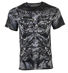 Xtreme Couture By Affliction Men’s T-Shirt BIOMECHANICAL Grey Biker S-5XL