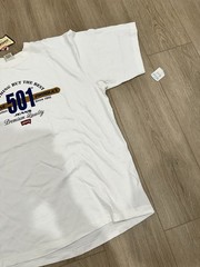 NWT VTG 90s LEVIS 501 Promo Genuine USA Made Jeans White Tee T-Shirt Mens Large
