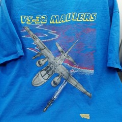 VS 32 Maulers Plane Tee Shirt Size XXL Blue 1994 Graphics Single Stitch Vintage