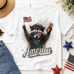 Feral & Free Raccoon Shirt, 4th of July Shirt, Comfort Colors 1717, USA Independ