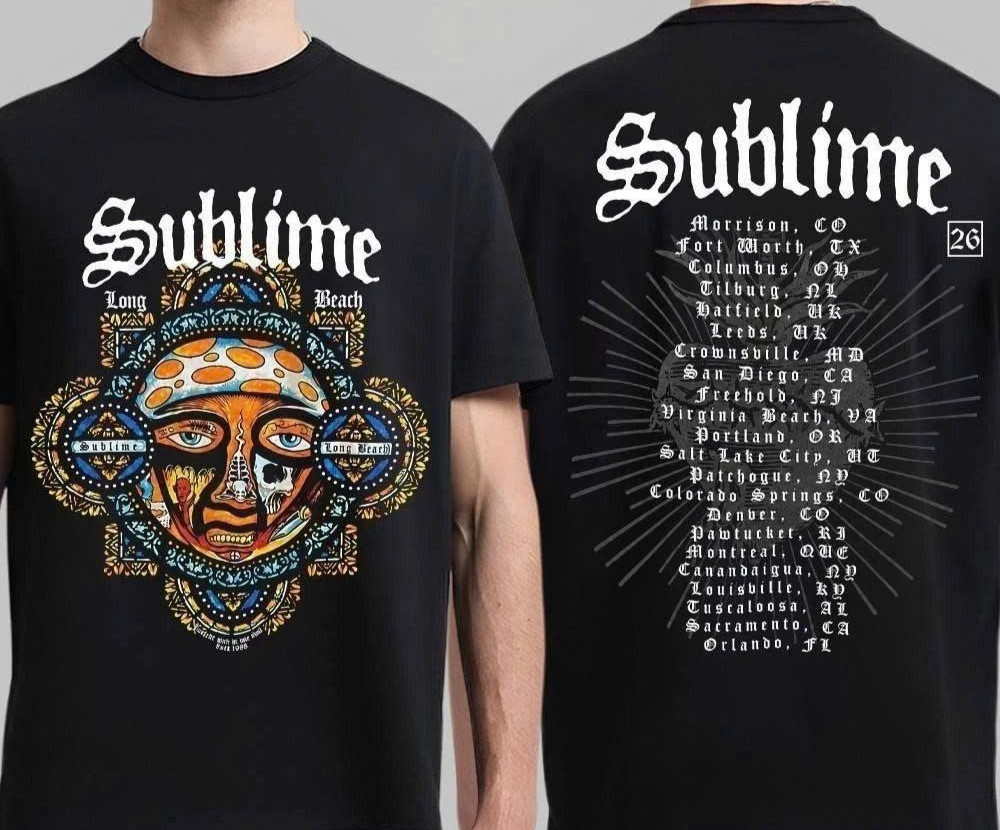 Vintage Sublime 2026 World Tour Trendy Graphic Cotton 2Sides Unisex Tee
