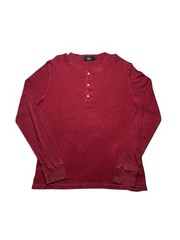 Double RL RRL Ralph Lauren Shirt Men’s Red Henley Waffle Knit Size Xlarge