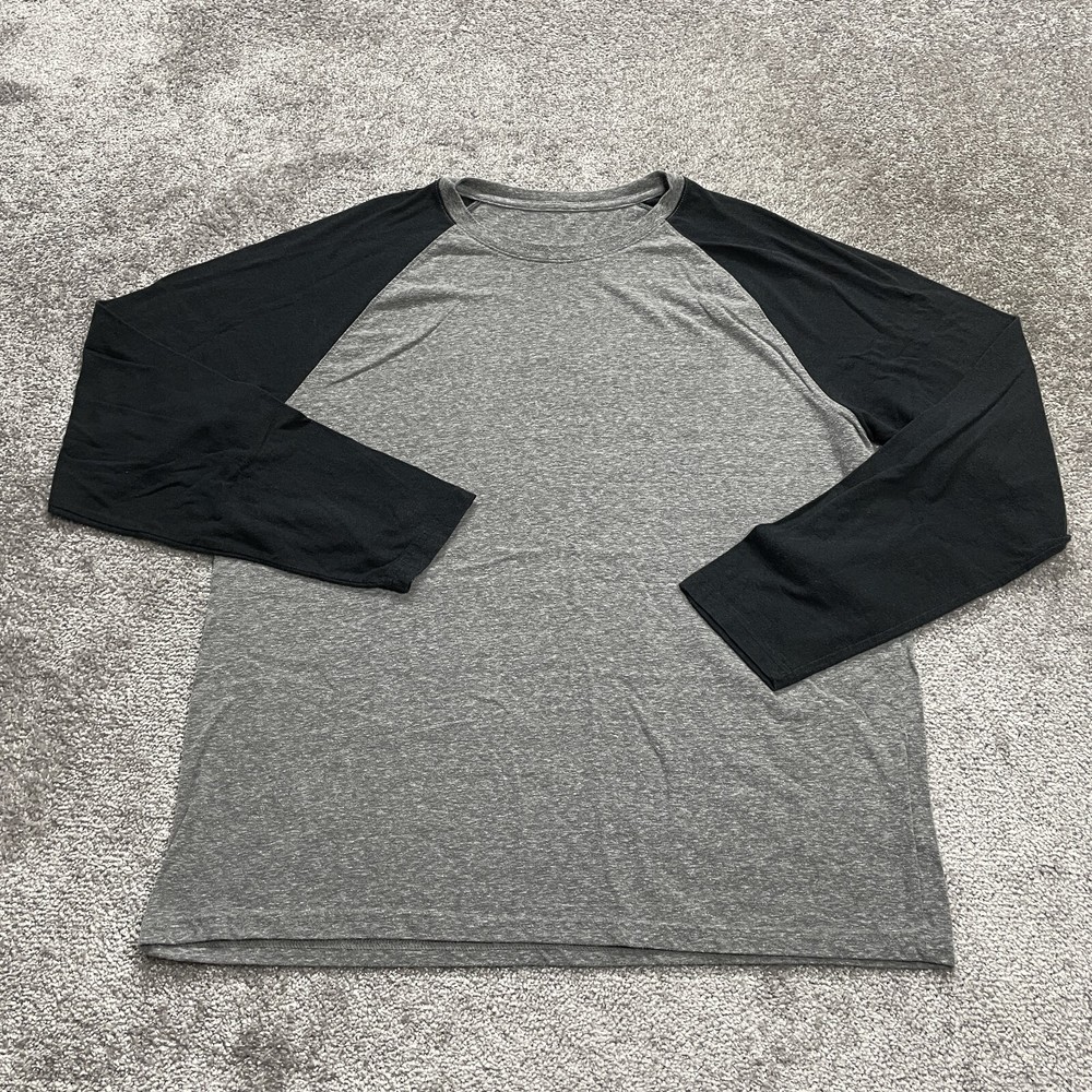 BCG Shirt Mens XL Gray Raglan Colorblock Baseball Tee Soft Casual Adult Lounge