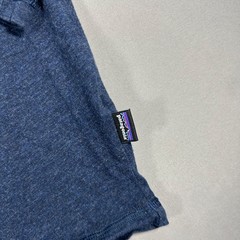 Patagonia Navy Blue Heathered Henley Long Sleeve Mens Medium 100% Organic Cotton