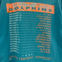 Vintage Miami Dolphins 1995 Official Schedule Nutmeg Lee Shirt 2XL 90s NFL