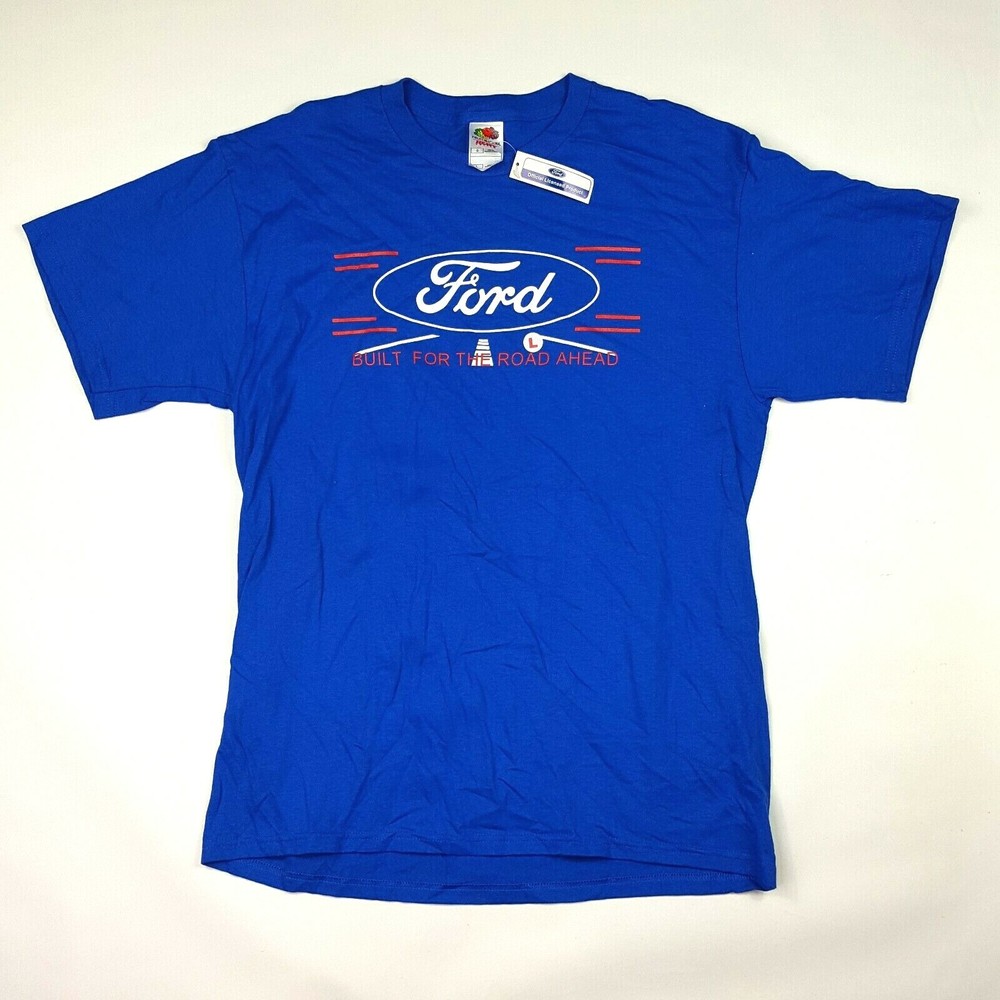 Vintage Y2K Ford Men’s Size L Retro Car Auto Blue Short Sleeve T Shirt 90s Logo