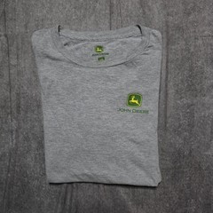 John Deere Mens L Gray Logo Generations Tee Tractors Plows Farm Graphic T-Shirt