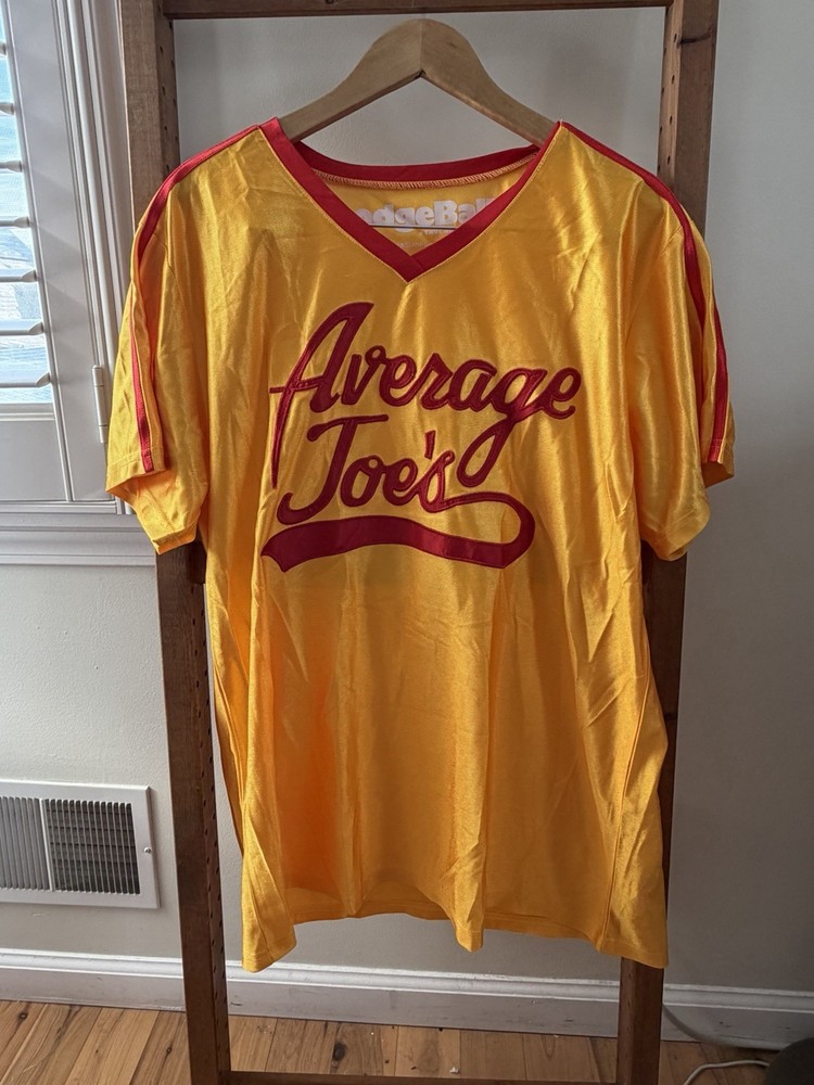 Average Joes Dodgeball Shirt Jersey Mens L Yellow Peter LaFleur Costume Agent