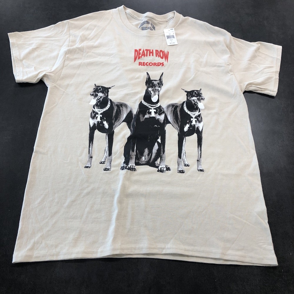 DEATH ROW RECORDS Shirt Mens Large L Beige RAP Hip Hop Knight DRE Snoop Dogg NWT