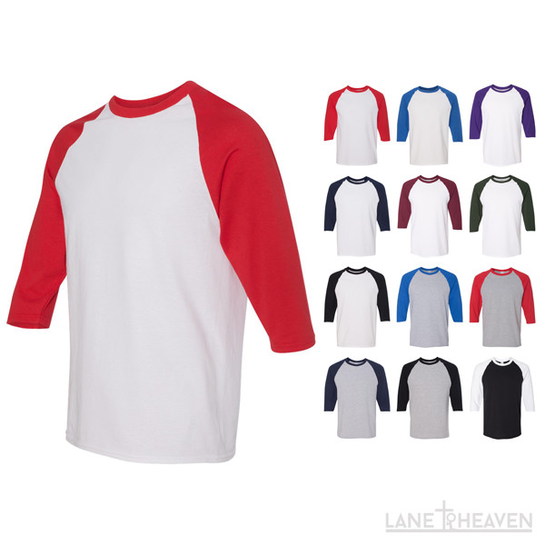 Raglan 3/4 Sleeve Baseball Mens Plain Tee Jersey Team Sports Blank T-Shirt 5700