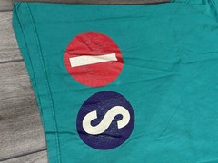 Men’s vintage Paris Sport Club teal tee with nice double graphic,L