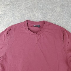 Asos Shirt Men Large Red Burgundy Crew Neck Short Sleeve Stretch Pullover Casual