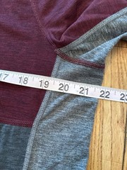 Long Sleeve mens tshirt top Burgundy gray heathered no side seam color block