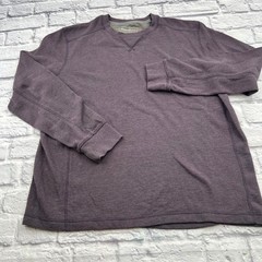 Eddie Bauer Mens Plum Waffle Knit Thermal Crew Neck Long Sleeve Shirt Large
