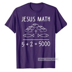 Jesus Christ Math T-shirt 2 Fishes 5 Breads Feeds The 5000 Bible Christian Faith