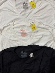 Men’s Hanes MEDIUM 3 Ultimate Soft Undershirts 1 Black Crew – 2 White V-Neck
