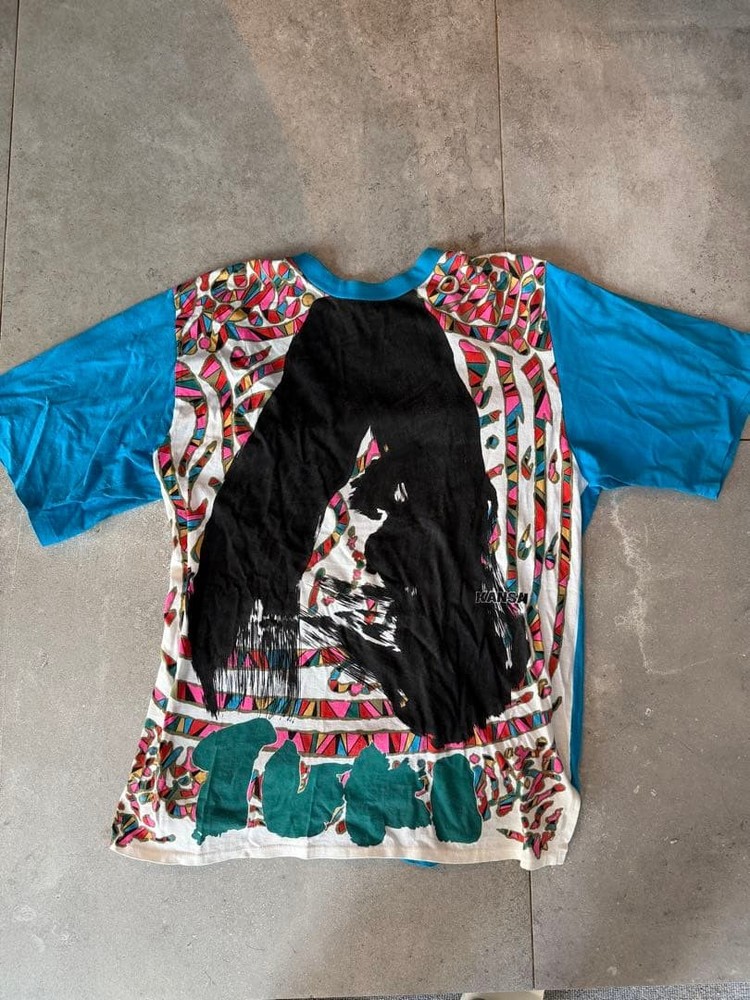 90s Kansai Yamamoto Vintage Art T-Shirt Japanese L Blue Multi