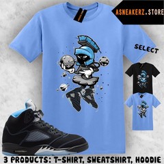 Tee Shirt Matching AJ 5 Black UNC Blue 2026 To Match Sneaker Sneakerhead Martian