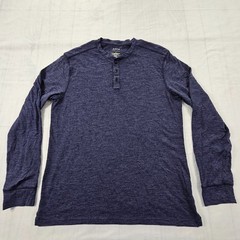 Apt. 9 Premier Flex Blue Striped Long Sleeve Cotton Blend Henley T-Shirt Men’s L