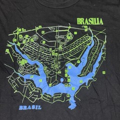 Vintage Brazil Map Graphic Single Stitch Brasilla Black Size Large 100% Cotton