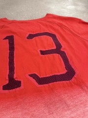 Vintage Nike Sportswear Diski Mens XL Red Ombre Graphic Soccer Raglan Crew Tee