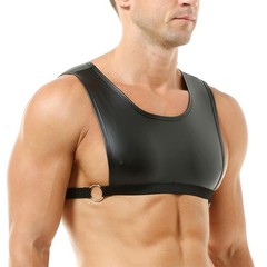 Men Sexy Faux Leather Crop Tops Body Chest Harness Belt Elastic Undershirts Vest