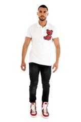 Avenue George V Paris Men’s White S/Sleeves Polo Shirt Red rhinestone teddy bear
