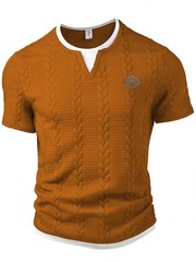 Men’s Mock Neck Short Sleeve T-Shirt Slim Fit Casual Textured Summer Cotton Top