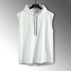 Solid Color Men’s Tank Tops Vest Sleeveless Tees For Male Hooded