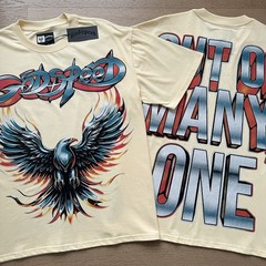 26SS Summer Godspeed Colorful Eagle printing Tee Mens Cotton T-shirt