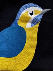 UKRAINE SUPPORT, BIRD IN FLAG COLORS, BLACK COTTON TEE SHIRT M, NWOT