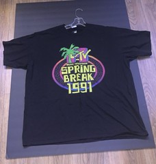 Vintage MTV Spring Break 1991 Graphic Tee Black 2XL