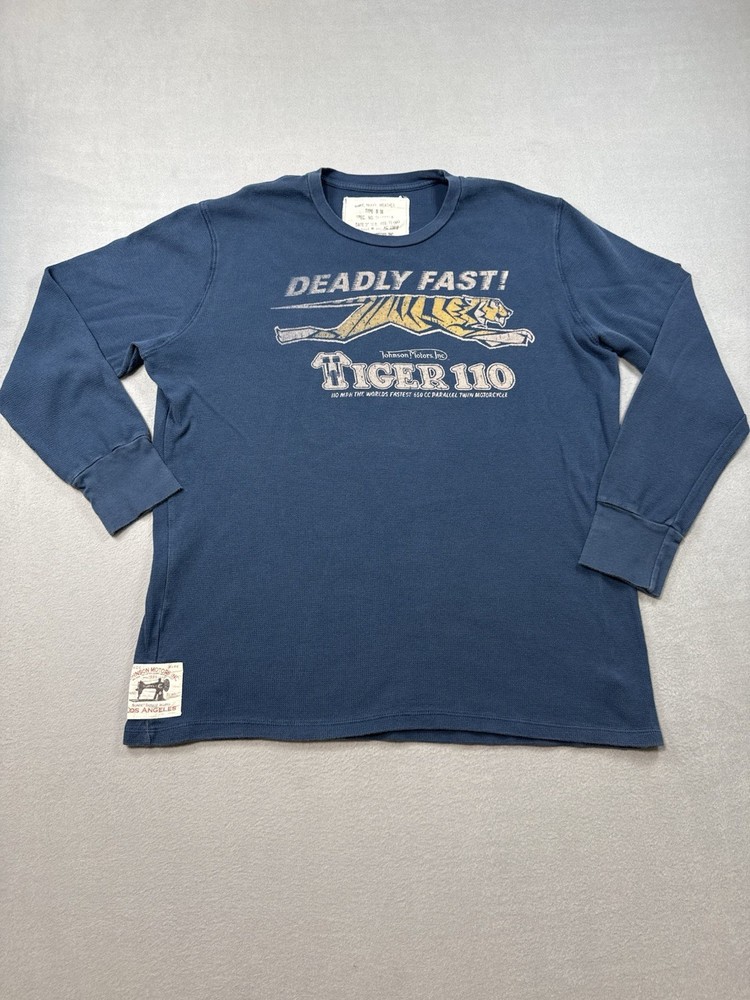 Johnson Motors Inc Tiger 110 Thermal Shirt XL Blue Moto Biker Los Angeles