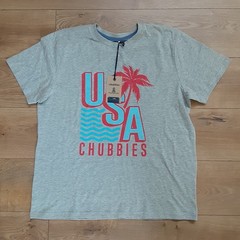 Chubbies Mens Large Grey Short Sleeved T-Shirt Spangled Banner USA Print New