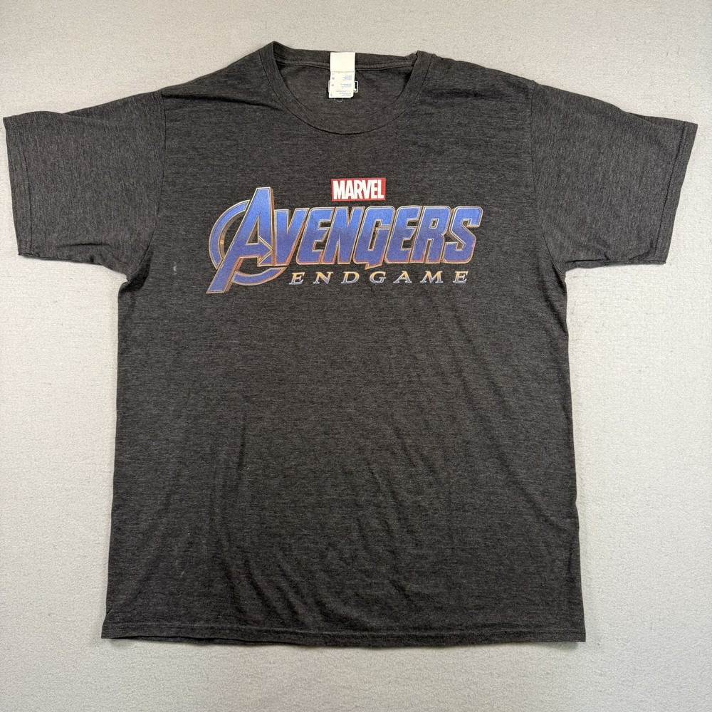 Marvel T-Shirt Men’s L Gray Avergers Endgame Logo Spellout Movie Promo