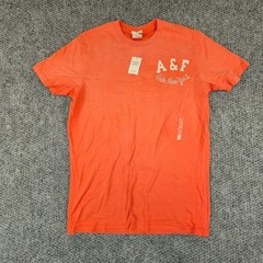 Abercrombie & Fitch Mens Orange Muscle Tee Vintage Applique New York Shirt L NWT