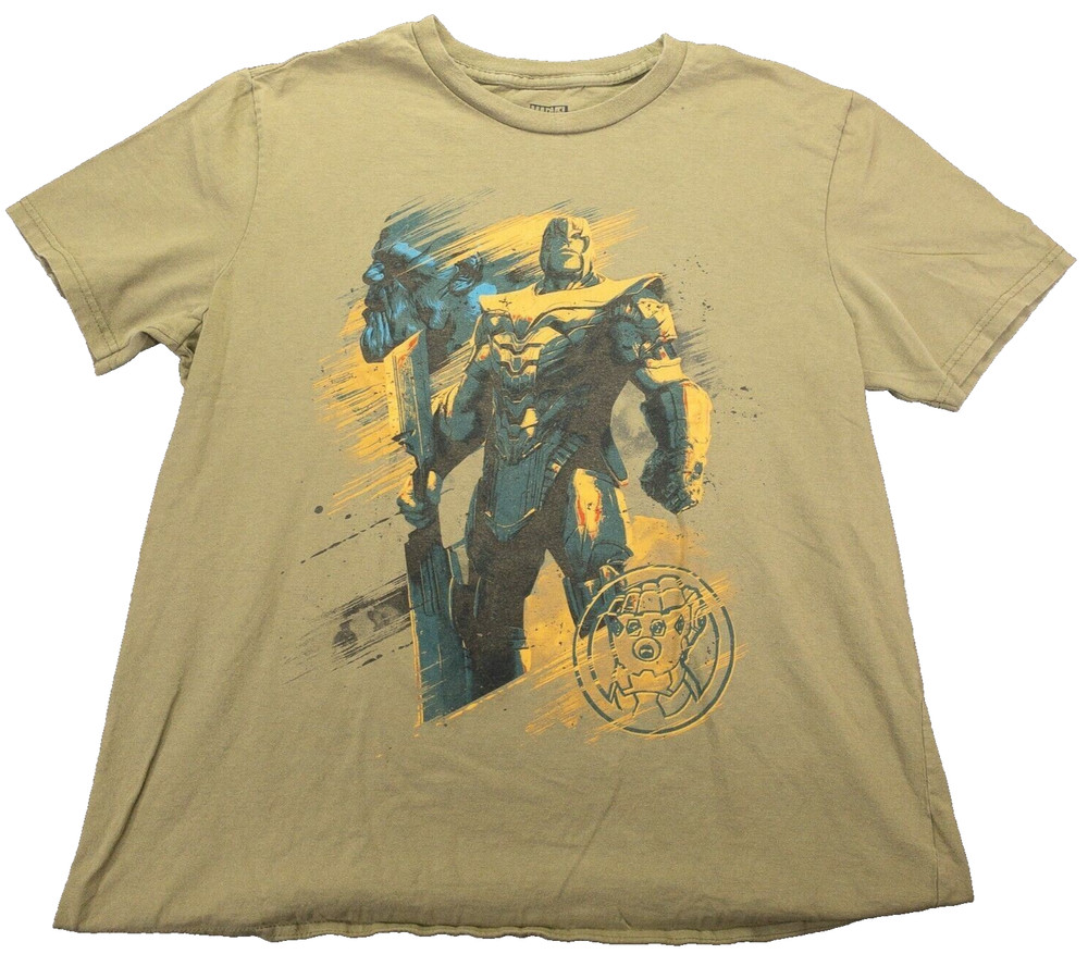 Disney Marvel Thanos T-Shirt Mens L Green Infinity Gauntlet Avengers Comic Tee