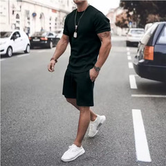 Men’s Casual Short Sleeve T-Shirt Set Lightweight Breathable Summer Outfit