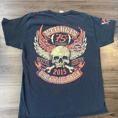 Sturgis 2015 Black Hills Rally Skull Y2K grunge Tee Size Large