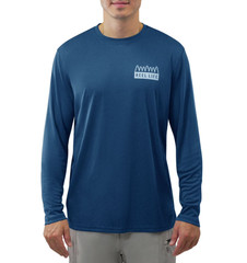 REEL LIFE Men’s Long Sleeve UV Tee-Blue/ White-Size Small- UPF 50+ NWT