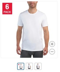 NEW! 6 pack Kirkland T Shirts men boys White Crew Neck 100% Cotton Tees L Large!