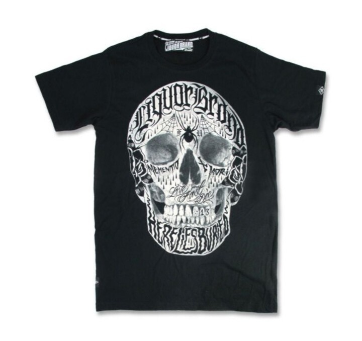 Liquor Brand Live Fast Men’s T-shirt Size 3XL Skull Spider Gothic Punk