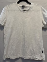 BOSS Hugo Boss Men’s S White Cotton V-Neck Short Sleeve Regular Fit Tee Logo