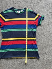 Levis Striped T Shirt Mens Large L Navy Blue Red Yellow Green Retro Graphic Tee